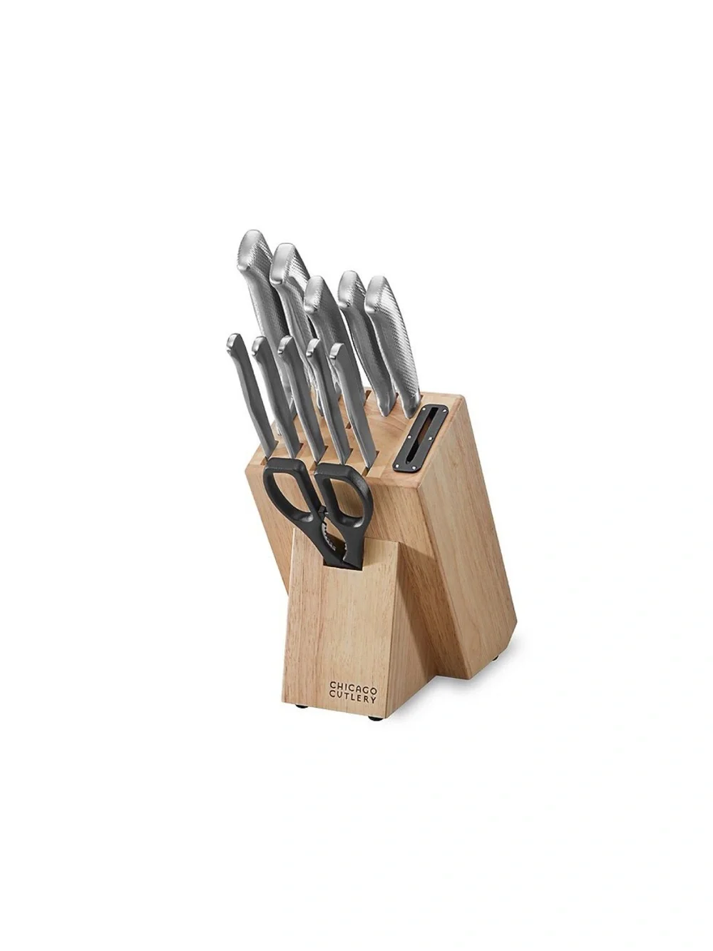 Chicago Cutlery 12-Piece Stainless Steel Knife Block Set - Silver & Natural Wood